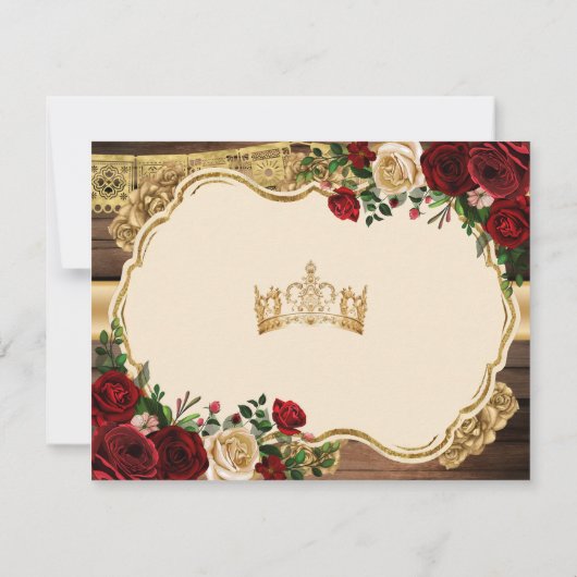 Spaans Bourgogne Bloemen Rustiek Hout Mis Quince Bedankkaart (Achterkant)