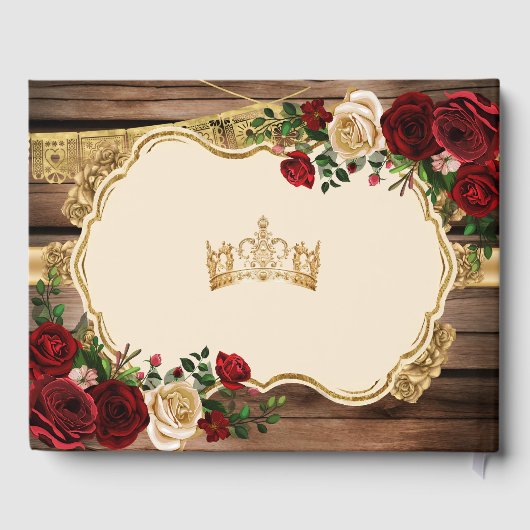 Spaans Bourgogne Bloemen Rustiek Hout Mis Quince Gastenboek (Achterkant)