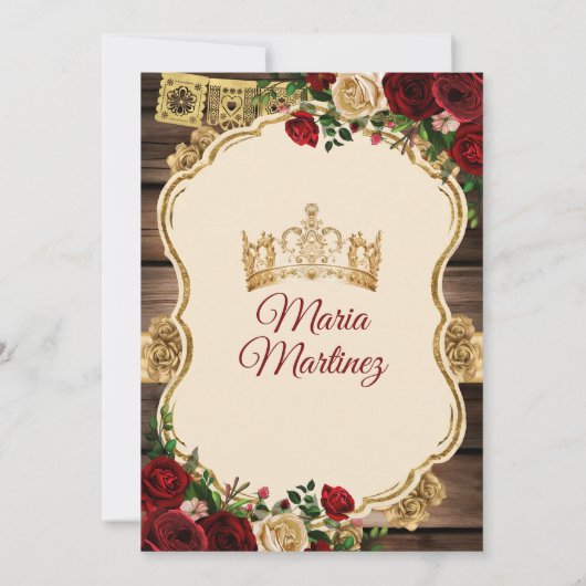 Spaans Bourgogne Bloemen Rustiek Hout Mis Quince Kaart (Achterkant)