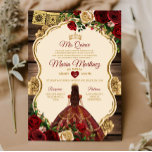 Spaans Bourgogne Bloemen Rustiek Hout Mis Quince Kaart<br><div class="desc">Spaans Bourgogne Bloemen Rustiek Hout Mis Quince Uitnodiging Mis Quince 15 Anos,  16e Verjaardag Vlinder.</div>