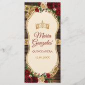 Spaans Bourgogne Bloemen Rustiek Hout Mis Quince Menu (Achterkant)