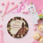 Spaans Bourgogne Bloemen Rustiek Hout Mis Quince Papieren Bordje (Feest)