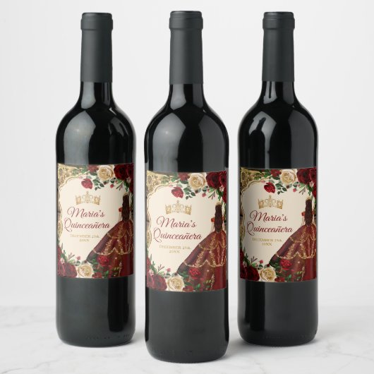 Spaans Bourgogne Bloemen Rustiek Hout Mis Quince Wijn Etiket (Flessen)