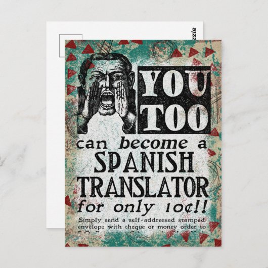 Spaans Briefkaart vertaler - Funny Retro (Voorkant / Achterkant)