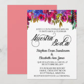 Spaans bruiloft Boho Flower Nuestra Boda Kaart (Voorkant / Achterkant)