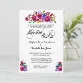 Spaans bruiloft Bright Flower Nuestra Boda Kaart (Staand voorkant)