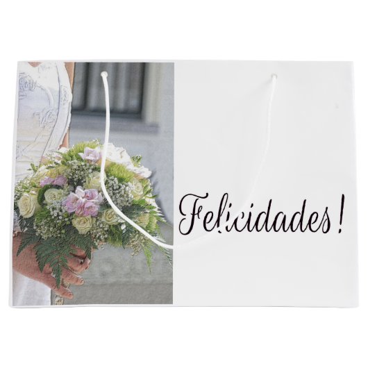 Spaans Bruiloft gefeliciteerd geschenk tas Large Cadeautasje (Voorkant)