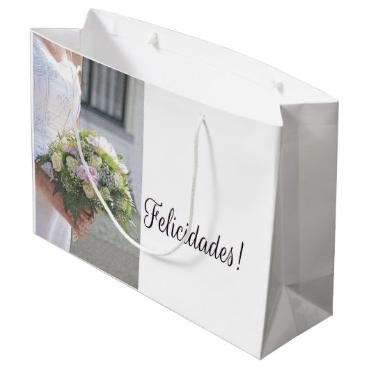 Spaans Bruiloft gefeliciteerd geschenk tas Large Cadeautasje (Achterkant Gekanteld)