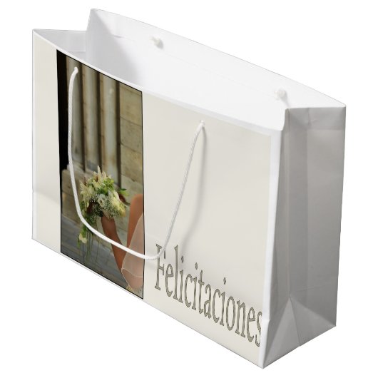 Spaans Bruiloft gefeliciteerd geschenk tas Large Cadeautasje (Voorkant Gekanteld)