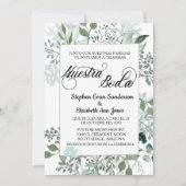 Spaans bruiloft Greenery Foliage Nuestra Boda Kaart (Voorkant)