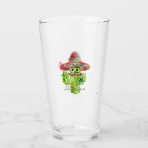 Spaans Cactus Mustache Pet Fiesta Text Artisan Glas