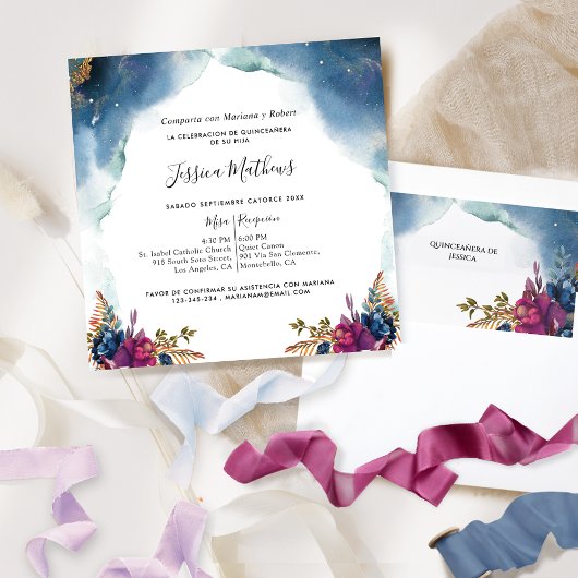 Spaans, Celestial Quinceañera, Blauw Paarse, Blauw Kaart