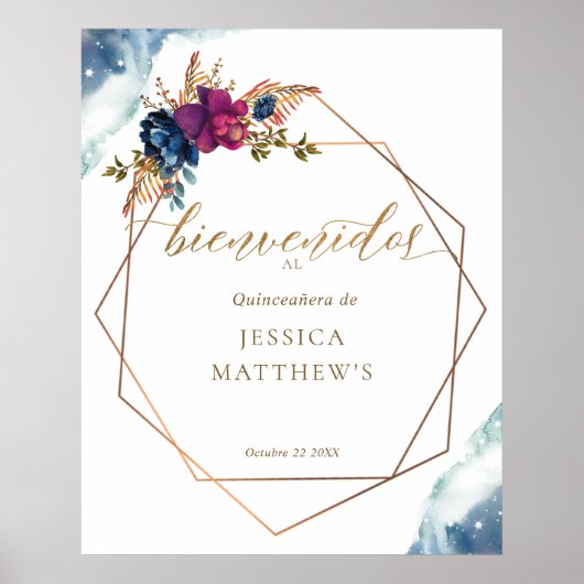 Spaans, Celestial Quinceañera Welkomstteken Poster (Voorkant)