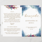 Spaans Celestial Starry Quinceañera Fold Programme (Voorkant / Achterkant)