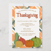 Spaans Cena de Thanksgiving Sinaasappel Autumn Pla Kaart (Voorkant)