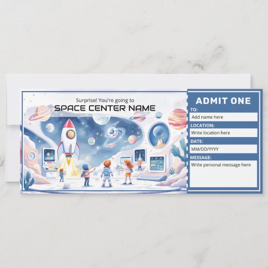 Spaans Centrum - Ruimtemuseum Ticket Sjabloon Kaart (Voorkant)