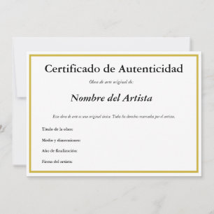 Spaans Certificaat van Authenticiteit voor Kunst Aankondiging