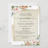 Spaans, Champagne en Blush Quinceañera Floral Kaart (Voorkant)