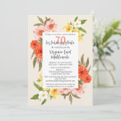 Spaans Chic Bloemen Wit Lijst 70ste Verjaardag Kaart (Staand voorkant)