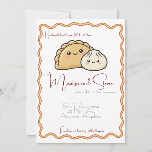Spaans Chinees Empanada Dumpling Eet Engagement Kaart (Voorkant)