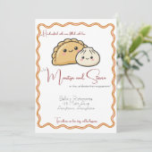 Spaans Chinees Empanada Dumpling Eet Engagement Kaart (Staand voorkant)