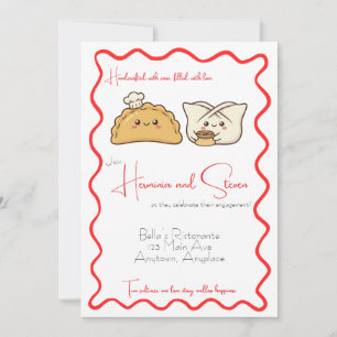 Spaans Chinees Empanada & Wonton Huwelijksaankondi Kaart