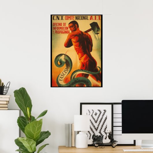 SPAANS CIVIL WAR ANTI-FACISM PROPAGANDA POSTER (Thuiskantoor)