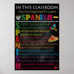Spaans Classroom Regels Afdrukbaar Poster