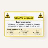 Spaans Coeliakie Glutenallergie Alert Kaart Badge (Achterkant)