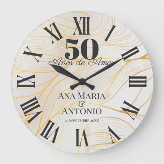 Spaans Custom 50ste bruiloft Jubileum Gift Grote Klok (Voorkant)