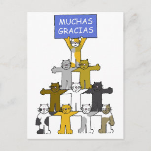 Spaans Dank je Muchas Gracias Cartoon Cats Briefkaart