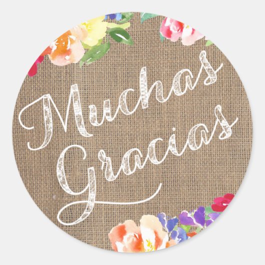 Spaans Dank u kleine Stickers | Muchas Gracias (Voorkant)