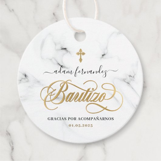 Spaans De Bautizo Gracias Gold Bedankjes Labels (Voorkant)