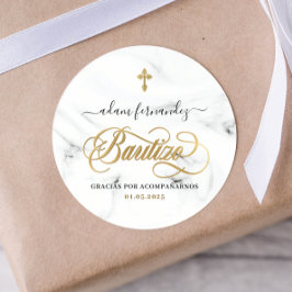 Spaans De Bautizo Gracias Gold Ronde Sticker