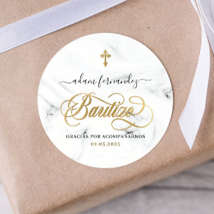 Spaans De Bautizo Gracias Gold Ronde Sticker