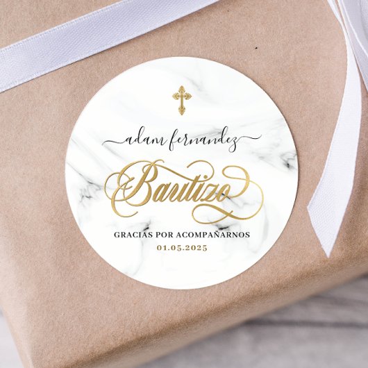 Spaans De Bautizo Gracias Gold Ronde Sticker