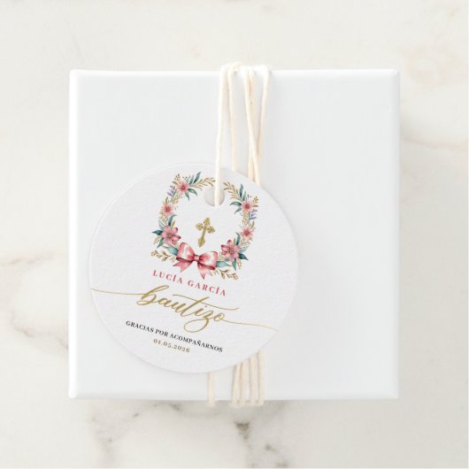 Spaans De Bautizo Gracias Goud & Roze Bedankjes Labels (In situ)