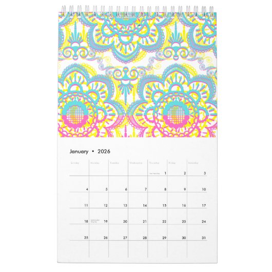 Spaans design prints kalender (Jan 2026)
