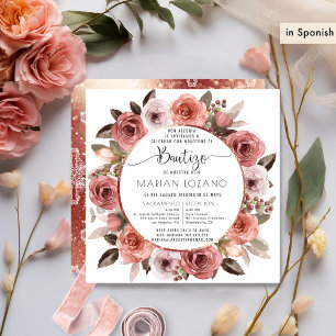 Spaans, Doop, Roos Gouden Bloemen Kaart