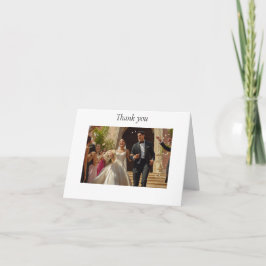 Spaans echtpaar verlaat kerk na huwelijk bedankkaart