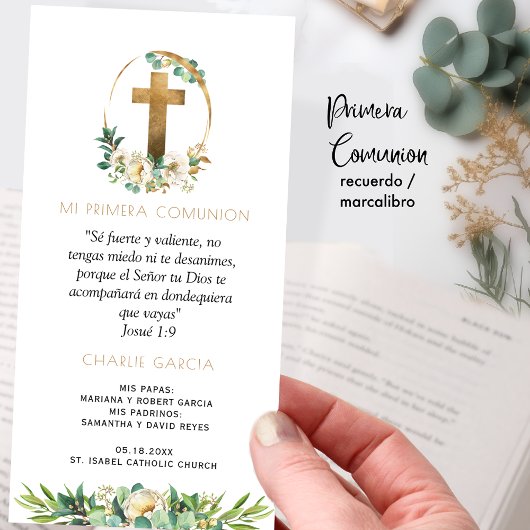 Spaans, Eerste Communie Groen Bladwijzer Favor Bedankkaart