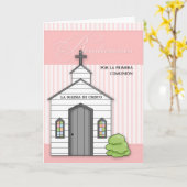 Spaans eerste communiqué Roze met chapel Kaart (Gele Bloem)