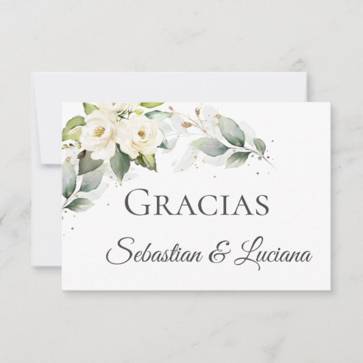Spaans Elegant Bruiloft Dank u RSVP Kaartje (Voorkant)