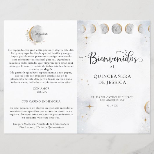Spaans, Elegant Celestial Quinceañera Programme (Voorkant)