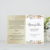 Spaans Elegant Champagne Gold Quinceañera Programm (Staand voorkant)