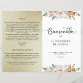 Spaans Elegant Champagne Gold Quinceañera Programm (Voorkant)