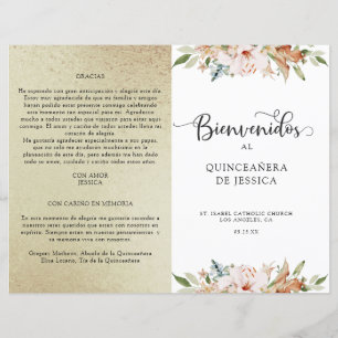 Spaans Elegant Champagne Gold Quinceañera Programm