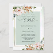 Spaans, Elegant Dusty Roos, Sage Floral Wedding Kaart (Voorkant)