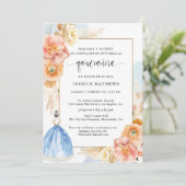 Spaans, Elegant Light Blue Floral Quinceañera Kaart (Staand voorkant)