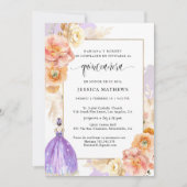 Spaans, Elegant Paars Floral Quinceañera Kaart (Voorkant)